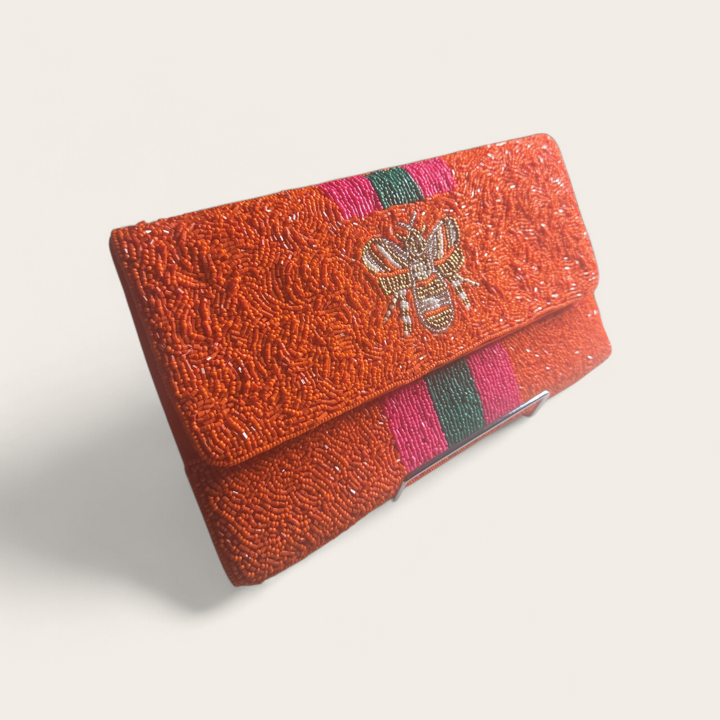 Bee Bold Striped Luxe Clutch ✨