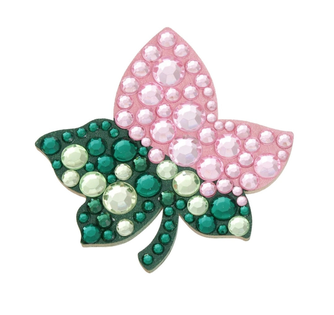 Pink and Green Rhinestone Brooch