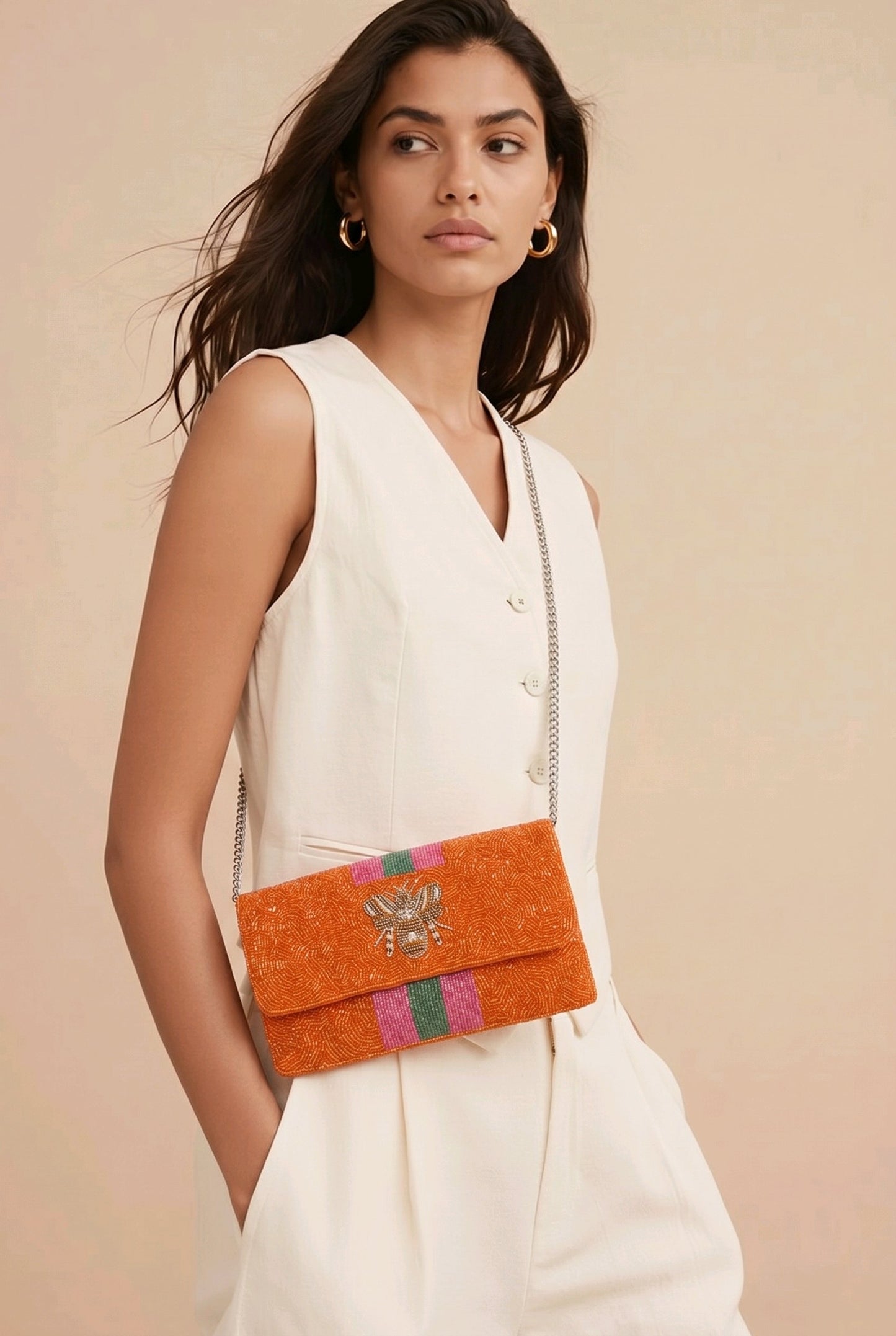 Bee Bold Striped Luxe Clutch ✨