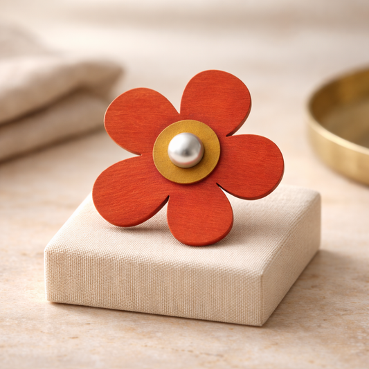 Flower Brooch in Bloom 🎨(Orange)