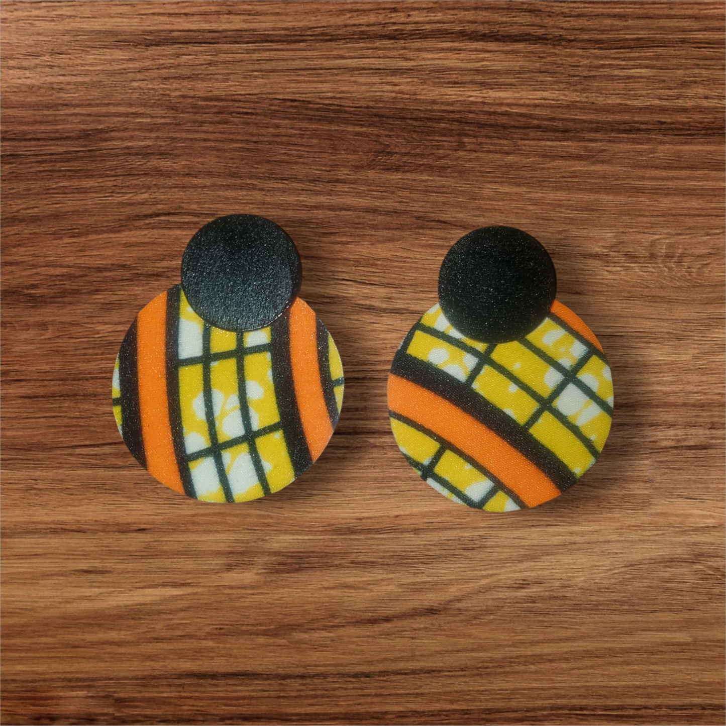 Safari Sunburst - Circle Ring Black - Orange and Yellow