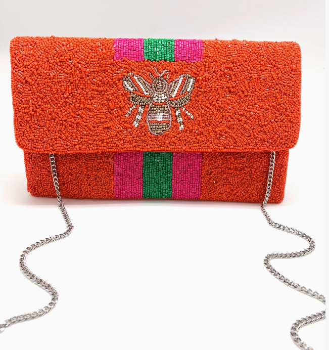 Bee Bold Striped Luxe Clutch ✨